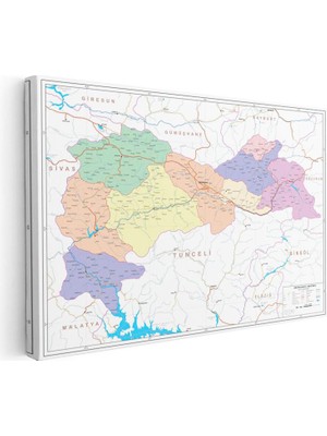 Tablofest Yatay Kanvas Tablo Erzincan Yerleşim Planı Harita Tablosu Ev Ofis Duvar Dekoru