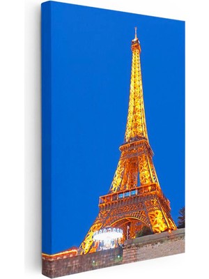 Tablofest Dikey Kanvas Tablo Paris Eyfel Kulesi Gece Mimarisi Şehir Mimari Tablo Ev Ofis Duvar Dekoru