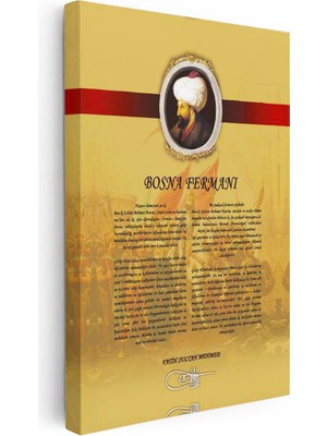 Tablofest Dikey Kanvas Tablo Bosna Fermanı Belgesi Osmanlı Tablosu Ev Ofis Duvar Dekoru