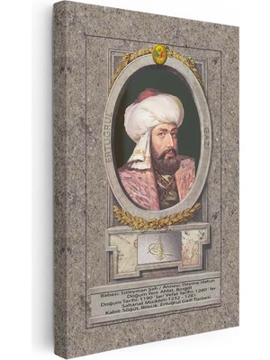 Tablofest Dikey Kanvas Tablo Ertuğrul Gazi Portresi Osmanlı Tablosu Ev Ofis Duvar Dekoru