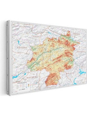 Tablofest Yatay Kanvas Tablo Sivas Arazi Şekilleri Harita Tablosu Ev Ofis Duvar Dekoru