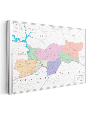 Tablofest Yatay Kanvas Tablo Şırnak Mülki Idare Harita Tablosu Ev Ofis Duvar Dekoru