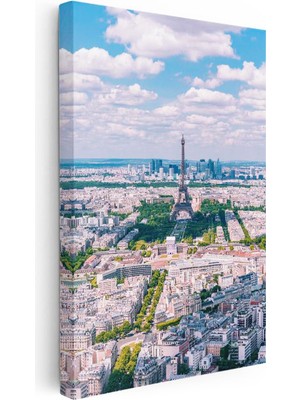 Tablofest Dikey Kanvas Tablo Paris Şehir Silueti ve Eyfel Şehir Mimari Tablo Ev Ofis Duvar Dekoru