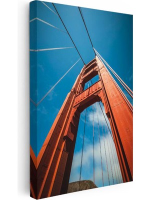 Tablofest Dikey Kanvas Tablo Golden Gate Köprüsü Kule Şehir Mimari Tablo Ev Ofis Duvar Dekoru