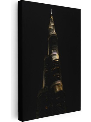 Tablofest Dikey Kanvas Tablo Dubai Burj Khalifa Gökdeleni Şehir Mimari Tablo Ev Ofis Duvar Dekoru
