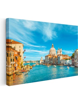 Tablofest Yatay Kanvas Tablo Venedik Büyük Kanal Santa Maria Şehir Mimari Tablo Ev Ofis Duvar Dekoru