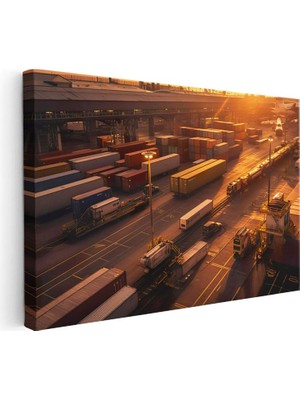 Tablofest Yatay Kanvas Tablo Lojistik Terminali Gün Işığı Lojistik Uzmanı Tablosu Ev Ofis Duvar Dekoru