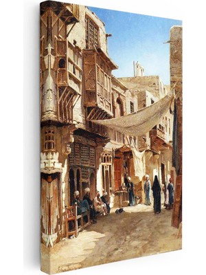 Tablofest Dikey Kanvas Tablo Güneşli Çarşı Sokağı Osmanlı Tablosu Ev Ofis Duvar Dekoru