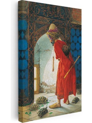 Osman Hamdi Bey - Kaplumbağa Terbiyecisi Kanvas Tablo