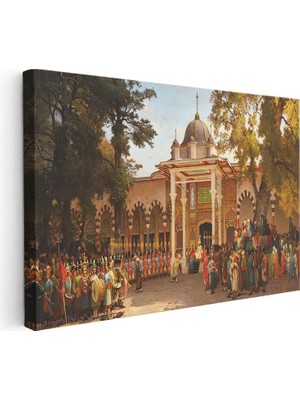 Tablofest Yatay Kanvas Tablo Osmanlı Saray Kapısı Tören Sahnesi Ev Ofis Duvar Dekoru