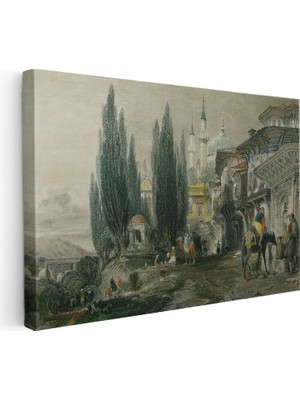Tablofest Yatay Kanvas Tablo Tarihi Sokak Çeşmesi Kervan Osmanlı Tablosu Ev Ofis Duvar Dekoru