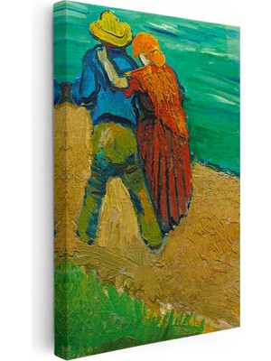 Tablofest Dikey Kanvas Tablo Vincent Van Gogh Kucaklaşan Çift Deniz Kenarı Ressam Tablosu Ev Ofis Dekoru