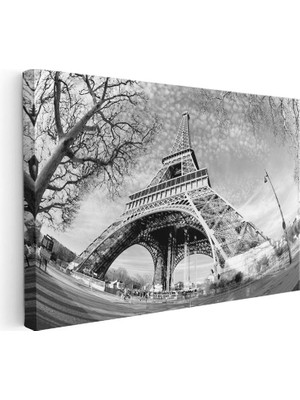 Tablofest Yatay Kanvas Tablo Eyfel Kulesi Altından Gökyüzü Şehir Mimari Tablo Ev Ofis Duvar Dekoru