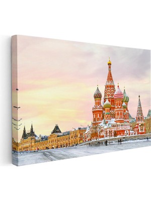 Tablofest Yatay Kanvas Tablo Moskova Aziz Basil Katedrali Şehir Mimari Tablo Ev Ofis Duvar Dekoru