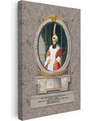 Tablofest Dikey Kanvas Tablo Sultan Iıı Selim Portresi Osmanlı Tablosu Ev Ofis Duvar Dekoru