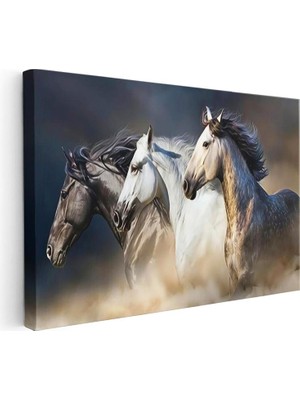 Tablofest Yatay Kanvas Tablo Dinamik Koşu At Tablosu Ev Ofis Duvar Dekoru