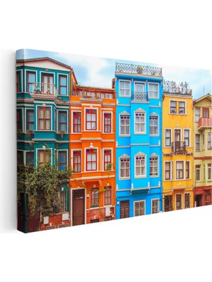 Tablofest Yatay Kanvas Tablo Istanbul Balat Evleri Şehir Mimari Tablo Ev Ofis Duvar Dekoru
