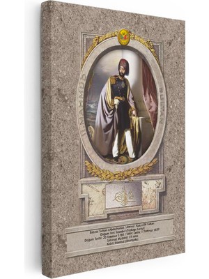 Tablofest Dikey Kanvas Tablo Sultan Ikinci Mahmud Han Portresi Osmanlı Tablosu Ev Ofis Duvar Dekoru