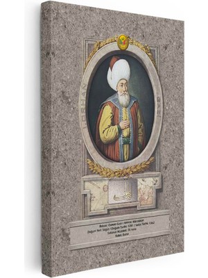 Tablofest Dikey Kanvas Tablo Orhan Gazi Portresi Osmanlı Tablosu Ev Ofis Duvar Dekoru