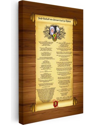 Şeyh Edebali'nin Osman Gazi'ye Öğüdü - Tarihi Belge Kanvas Tablo