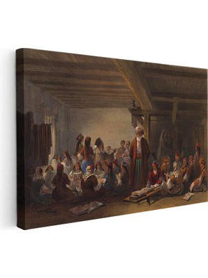 Tablofest Yatay Kanvas Tablo Osmanlı Medrese Eğitimi Sahnesi Osmanlı Tablosu Ev Ofis Duvar Dekoru