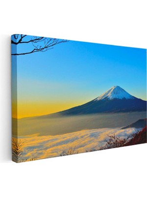 Tablofest Yatay Kanvas Tablo Bulut Denizi ve Karlı Dağ Zirvesi Manzara Tablosu Ev Ofis Duvar Dekoru