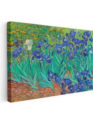 Tablofest Yatay Kanvas Tablo Vincent Van Gogh Iris Çiçekleri Bahçe Mavi Ressam Tablosu Ev Ofis Duvar Dekoru