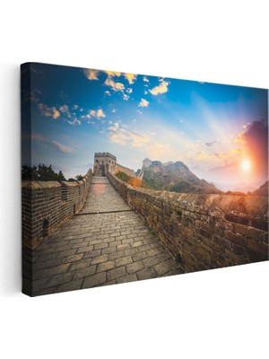 Tablofest Yatay Kanvas Tablo Çin Seddi Dağ Manzarası Şehir Mimari Tablo Ev Ofis Duvar Dekoru