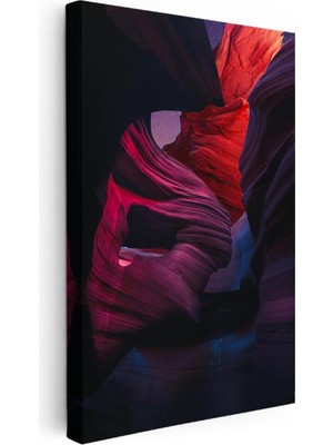 Tablofest Dikey Kanvas Tablo Kanyon Yarıkları ve Gece Gökyüzü Manzara Tablosu Ev Ofis Duvar Dekoru