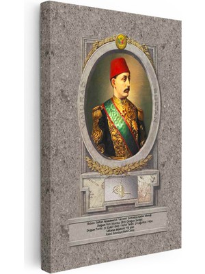 Tablofest Dikey Kanvas Tablo Sultan Mehmed Reşad Üniformalı Portre Osmanlı Tablosu Ev Ofis Duvar Dekoru
