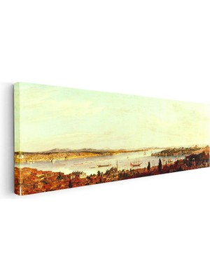 Tablofest Yatay Panoramik Kanvas Tablo Istanbul Tarihi Silüet Manzarası Osmanlı Tablosu Ev Ofis Duvar Dekoru