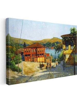 Tablofest Yatay Kanvas Tablo Osmanlı Mahalle Yaşamı Sahnesi Osmanlı Tablosu Ev Ofis Duvar Dekoru