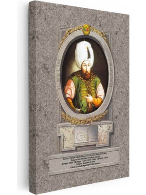 Tablofest Dikey Kanvas Tablo Ikinci Selim Han Padişah Portresi Osmanlı Tablosu Ev Ofis Duvar Dekoru