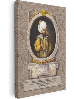 Tablofest Dikey Kanvas Tablo Ikinci Murad Han Padişah Portresi Osmanlı Tablosu Ev Ofis Duvar Dekoru