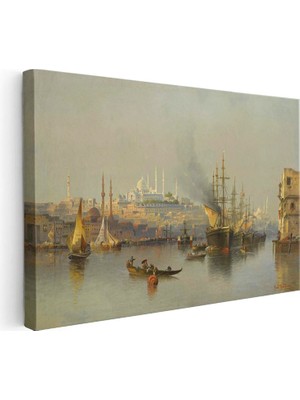 Tablofest Yatay Kanvas Tablo Haliç Limanı Gemiler Osmanlı Tablosu Ev Ofis Duvar Dekoru