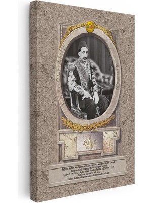 Tablofest Dikey Kanvas Tablo Sultan Iı Abdülhamid Taht Portresi Osmanlı Tablosu Ev Ofis Duvar Dekoru