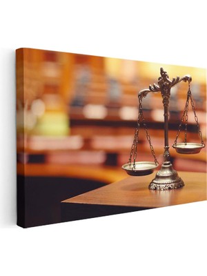 Tablofest Yatay Kanvas Tablo Pirinç Adalet Terazisi Avukat Tablosu Ev Ofis Duvar Dekoru