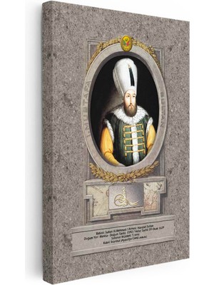 Tablofest Dikey Kanvas Tablo Sultan Birinci Mustafa Han Portresi Osmanlı Tablosu Ev Ofis Duvar Dekoru