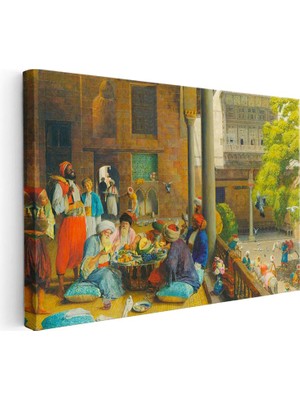 Tablofest Yatay Kanvas Tablo Avluda Meyve Ziyafeti Osmanlı Tablosu Ev Ofis Duvar Dekoru