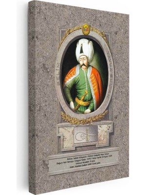 Tablofest Dikey Kanvas Tablo Yavuz Sultan Selim Klasik Portre Osmanlı Tablosu Ev Ofis Duvar Dekoru