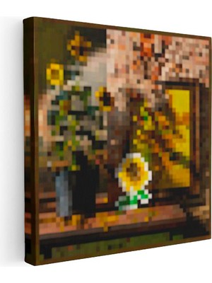 Tablofest Kare Kanvas Tablo Sunflowers Piksel Minecraft Tablosu Ev Ofis Salon Duvar Dekoru