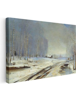Tablofest Yatay Kanvas Tablo Alexei Savrasov Kış Manzarası Karla Kaplı Yol Ressam Tablosu Ev Ofis Dekoru