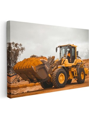Tablofest Yatay Kanvas Tablo Volvo Lastikli Yükleyici Çalışma Sahası Iş Makinesi Tablosu Ev Ofis Duvar Dekoru