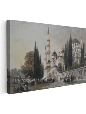 Tablofest Yatay Kanvas Tablo Sultanahmet Camii Dış Avlu Osmanlı Tablosu Ev Ofis Duvar Dekoru