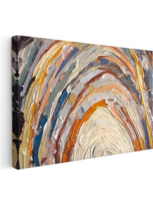 Tablofest Yatay Kanvas Tablo Kıvrımlı Boya Dokusu Kabartma Görünümlü Tablo Ev Ofis Duvar Dekoru