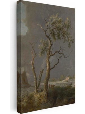 Tablofest Dikey Kanvas Tablo S.r.v. Yelkenliler Denizi Fırtınalı Hava Dalgalı Su Ressam Tablosu Ev Ofis Dekoru