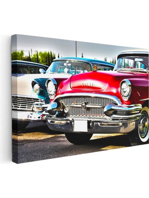 Tablofest Yatay Kanvas Tablo Krom Tamponlu Klasik Buick Araba Tablosu Ev Ofis Duvar Dekoru