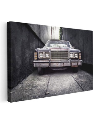 Tablofest Yatay Kanvas Tablo Klasik Ford Izgara Detayı Sokak Araba Tablosu Ev Ofis Duvar Dekoru