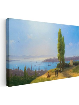 Tablofest Yatay Kanvas Tablo Istanbul Tepeden Şehir ve Boğaz Manzarası Ev Ofis Duvar Dekoru