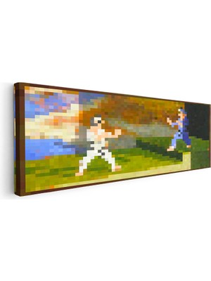 Tablofest Yatay Panoramik Kanvas Tablo Fighters Piksel Minecraft Tablosu Ev Ofis Salon Duvar Dekoru